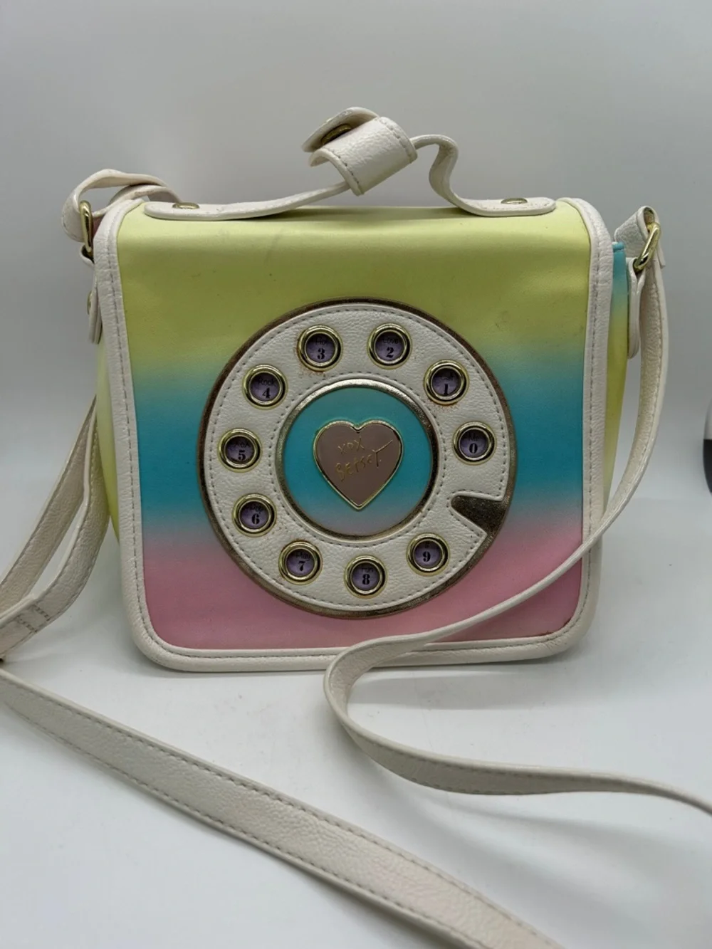 Betsey Johnson Cute Whimsical Pastel Rotary Dial Leather Crossbody Bag Purse 🌸🌸 - Picture 1 of 12
